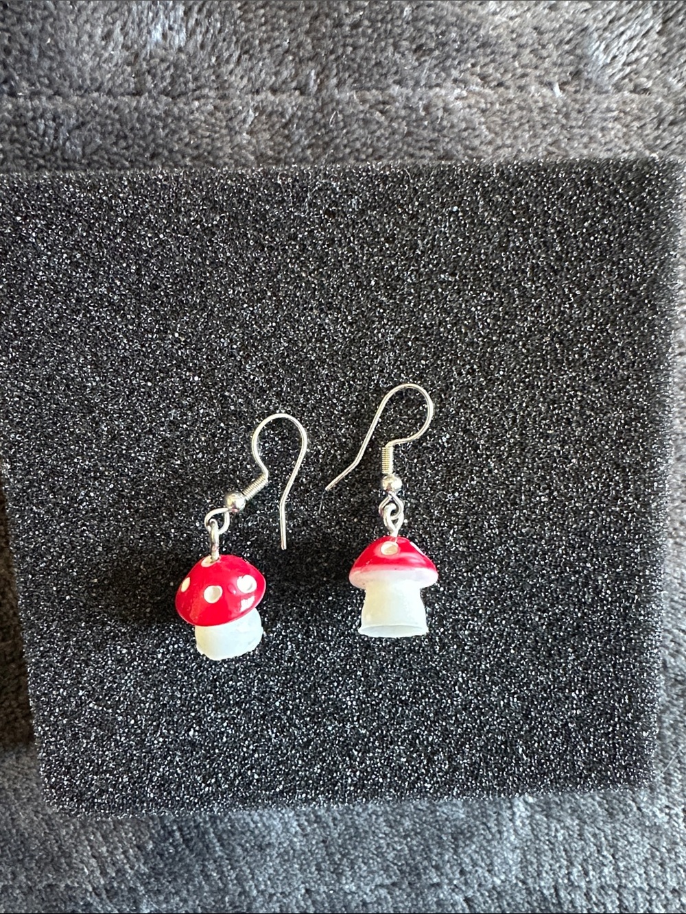 Red Mushroom Drop Earrings for Kids - Cute Mushroom Charm Earrings